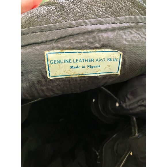 As-is no brand genuine leather and animal skin bucket style shoulder bag - Picture 4 of 10